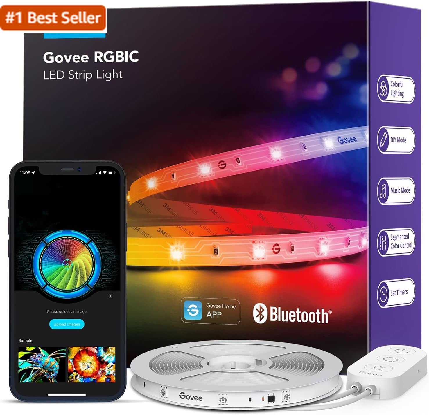 Govee RGBIC LED Strip Lights, Smart LED Lights for Bedroom, Bluetooth LED Lights