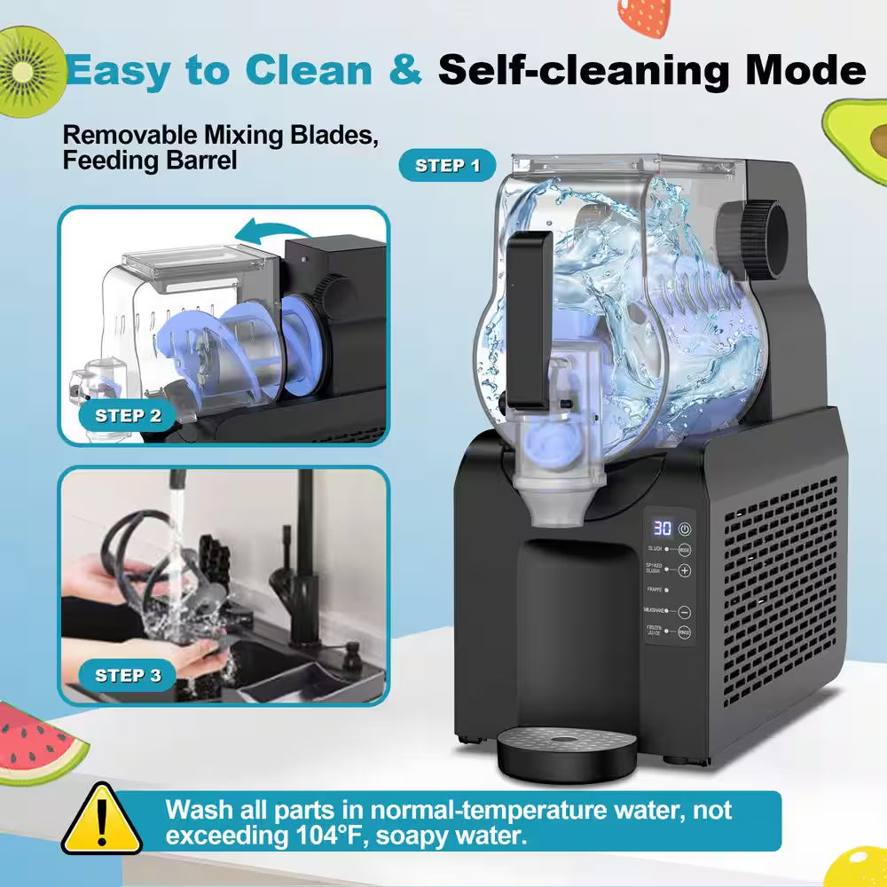 Drink and Slushie Machine 88 Oz. Black Snow Cone Machine with 5 Preset Programs