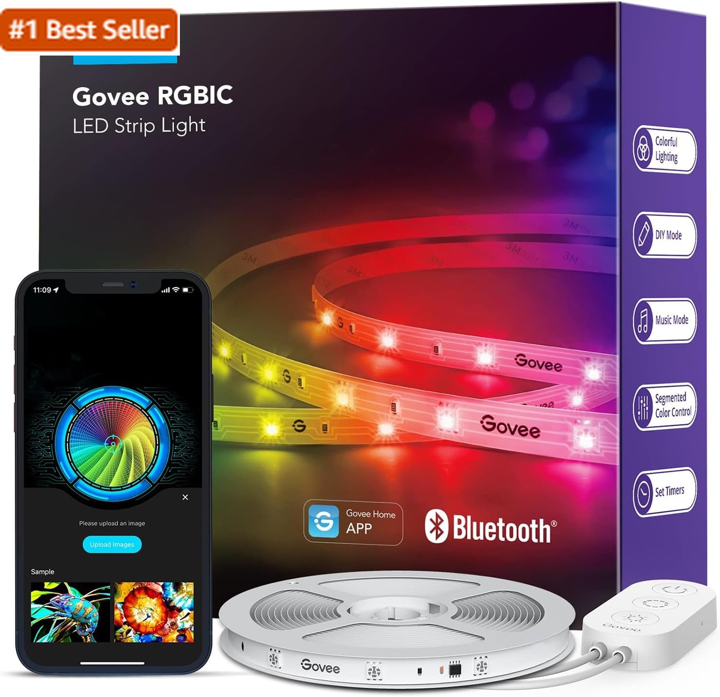 Govee RGBIC LED Strip Lights, Smart LED Lights for Bedroom, Bluetooth LED Lights