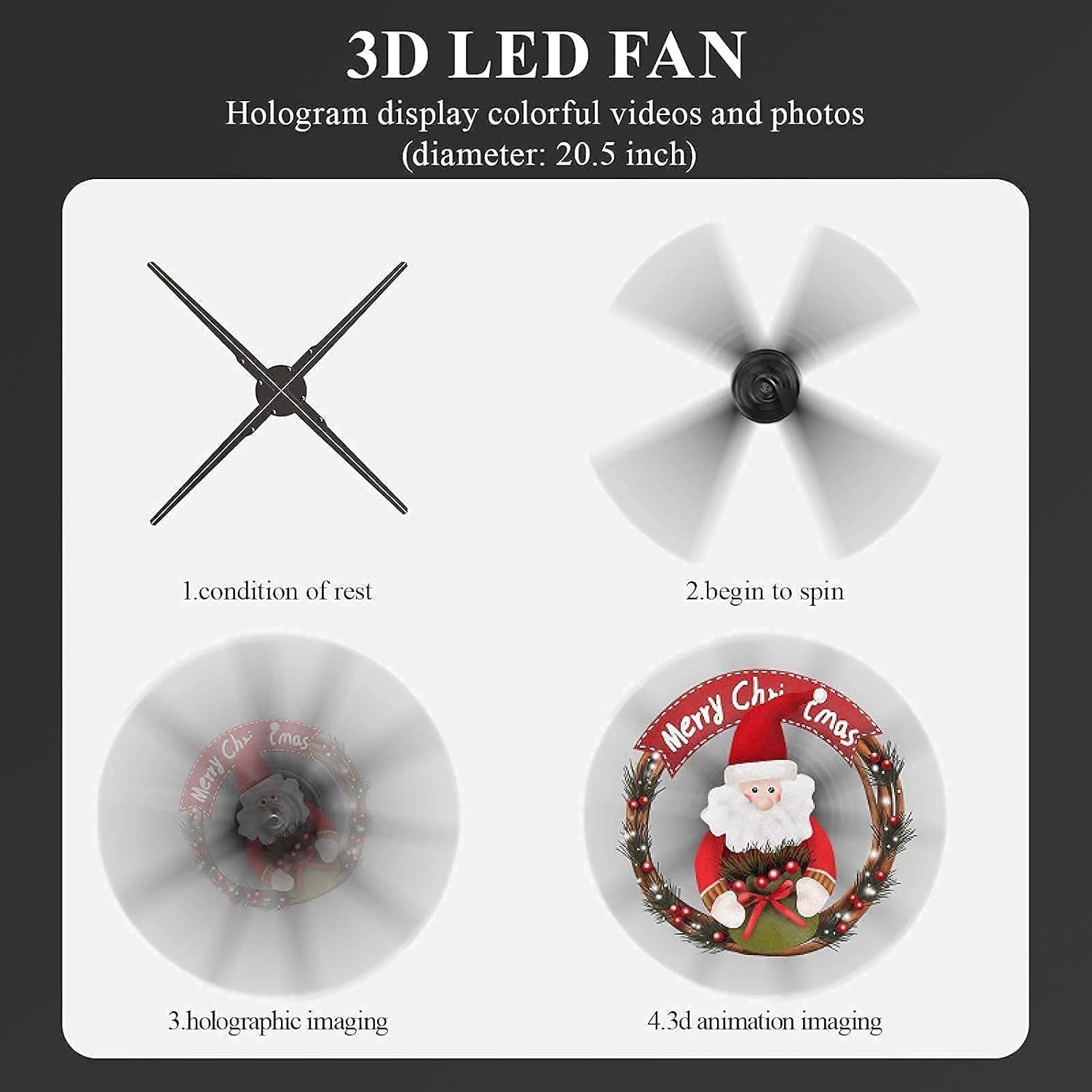 3D Hologram Fan Advertising Display Best for Business,Store,Shop,Holiday 20.5Inch with Wi-Fi Hi-Resolution 1600X576 PX Holographic LED Video Projector