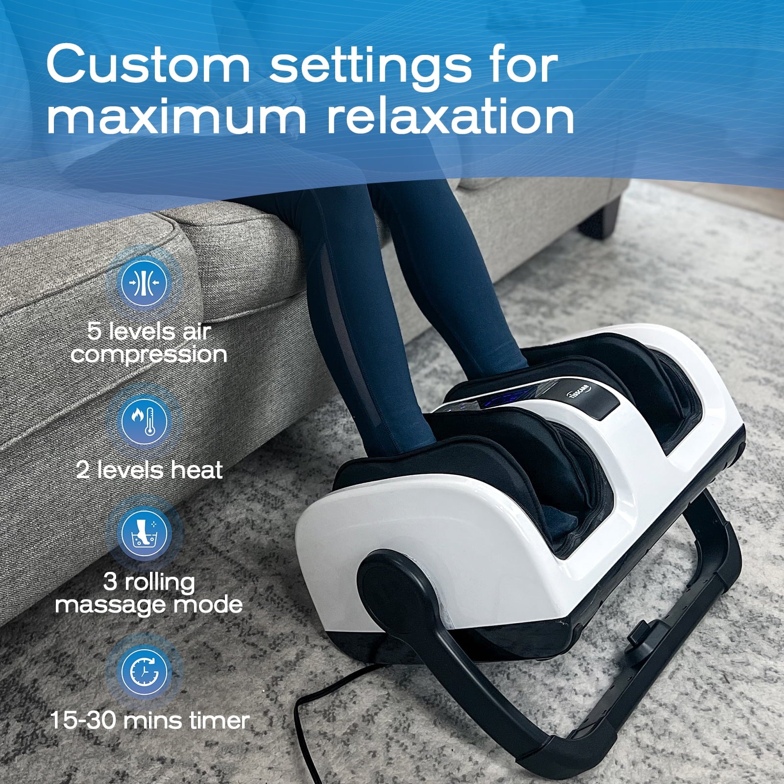 Shiatsu Foot Massager with Heat: Foot Massager for Neuropathy, Plantar Fasciitis, Circulation and Pain Relief - Feet Massager for Massage Foot Calf Ankle Arm.