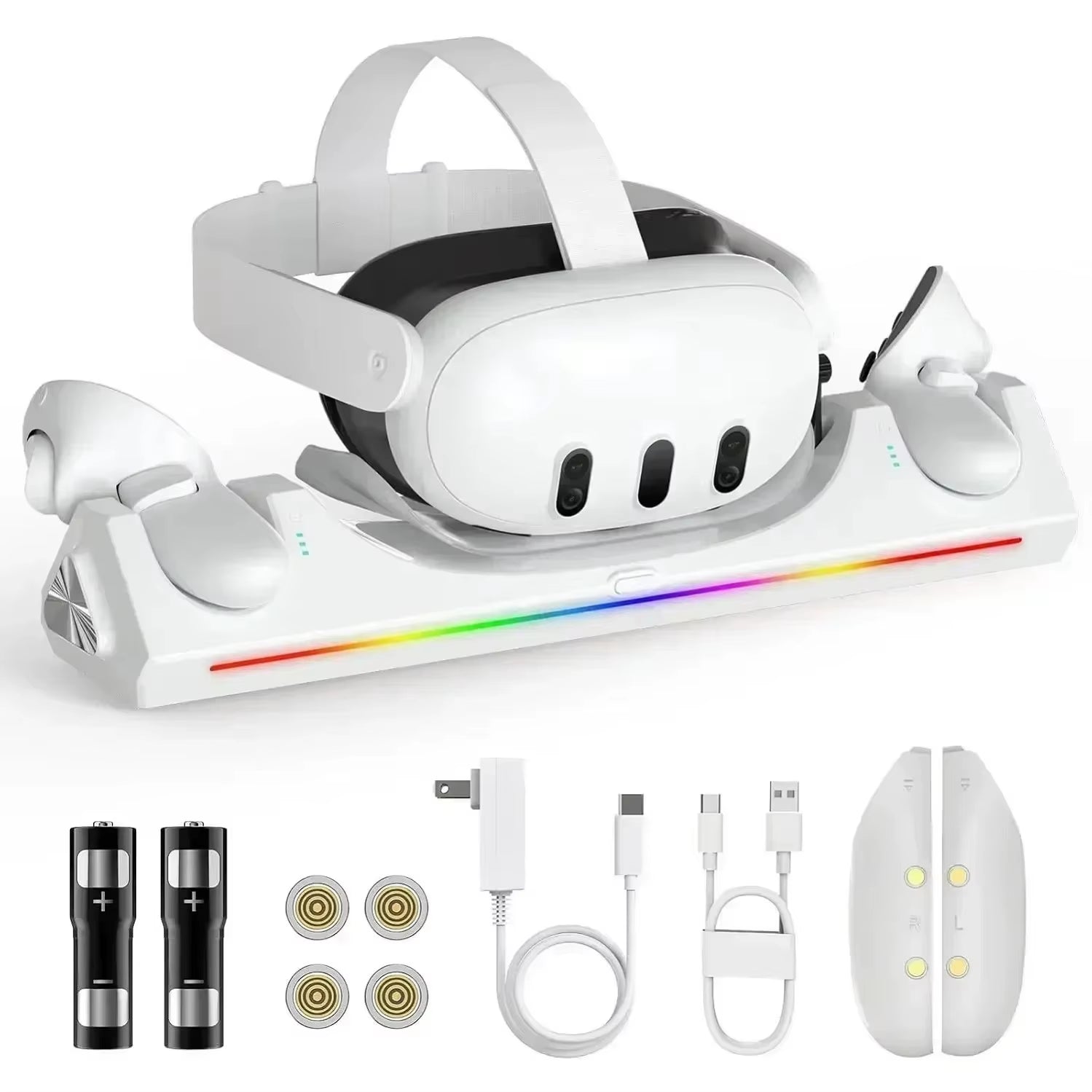 VR Headset Controller Charging Dock  VR Display Stand with 2 Rechargeable Batteries Charger Base