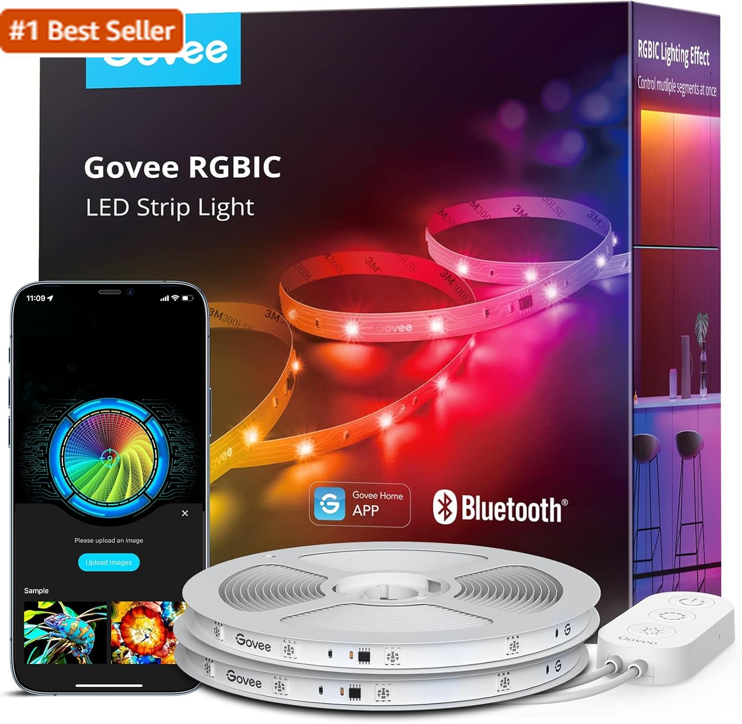 Govee RGBIC LED Strip Lights, Smart LED Lights for Bedroom, Bluetooth LED Lights