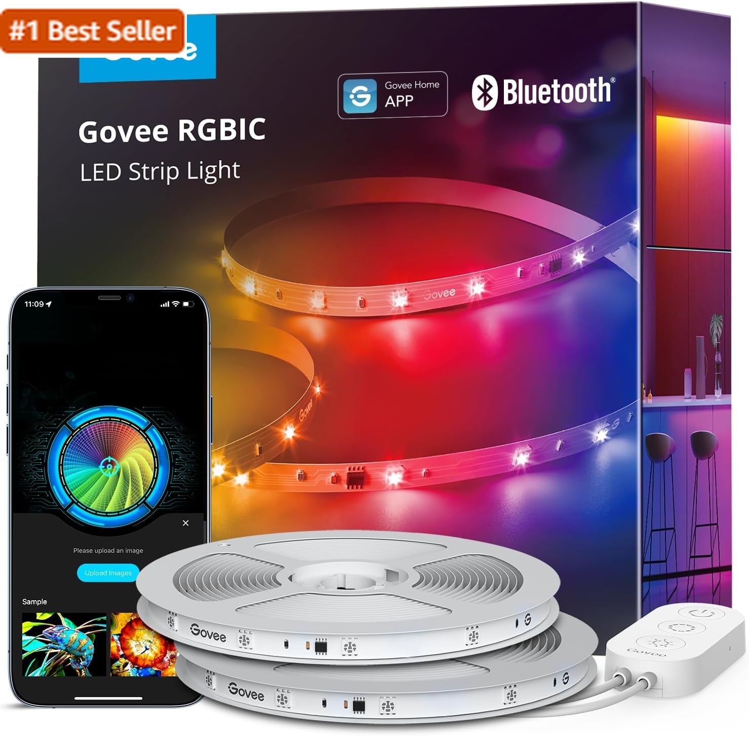 Govee RGBIC LED Strip Lights, Smart LED Lights for Bedroom, Bluetooth LED Lights