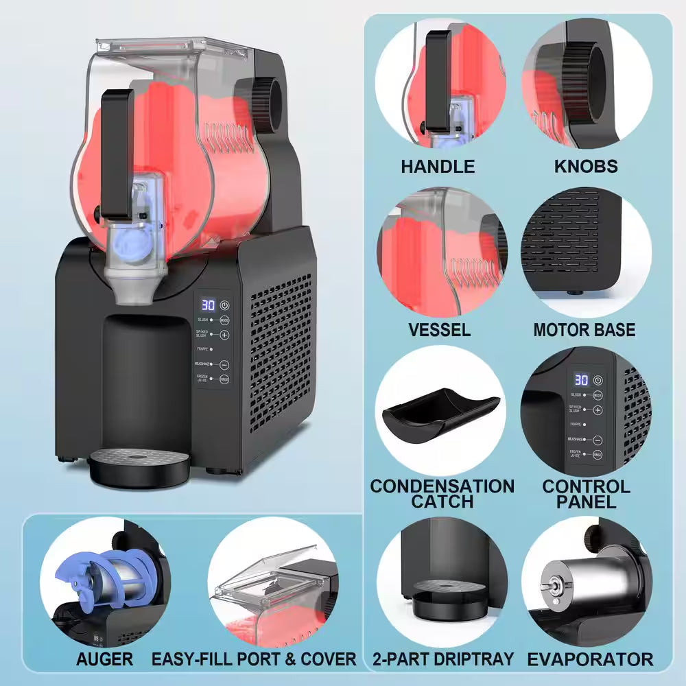 Drink and Slushie Machine 88 Oz. Black Snow Cone Machine with 5 Preset Programs