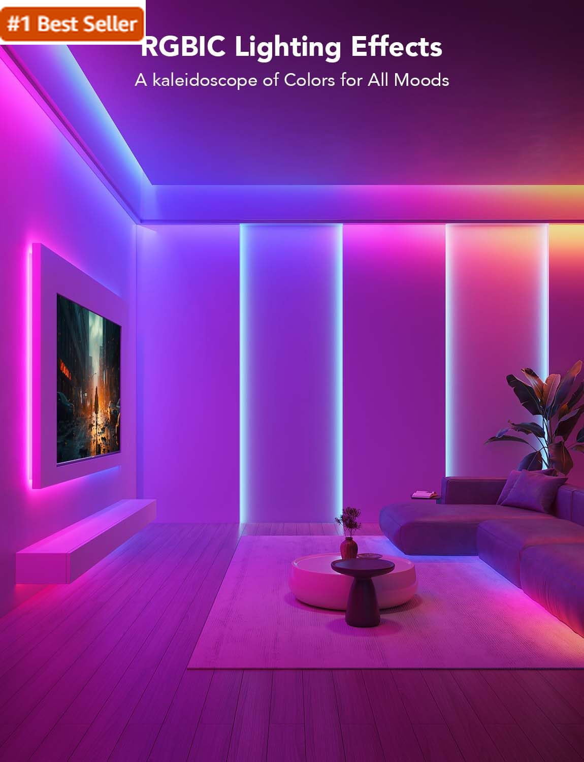 Govee RGBIC LED Strip Lights, Smart LED Lights for Bedroom, Bluetooth LED Lights