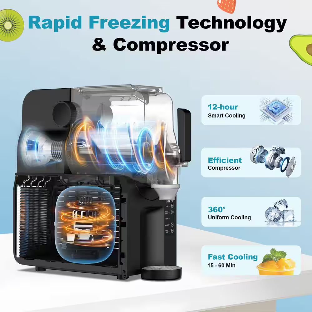 Drink and Slushie Machine 88 Oz. Black Snow Cone Machine with 5 Preset Programs
