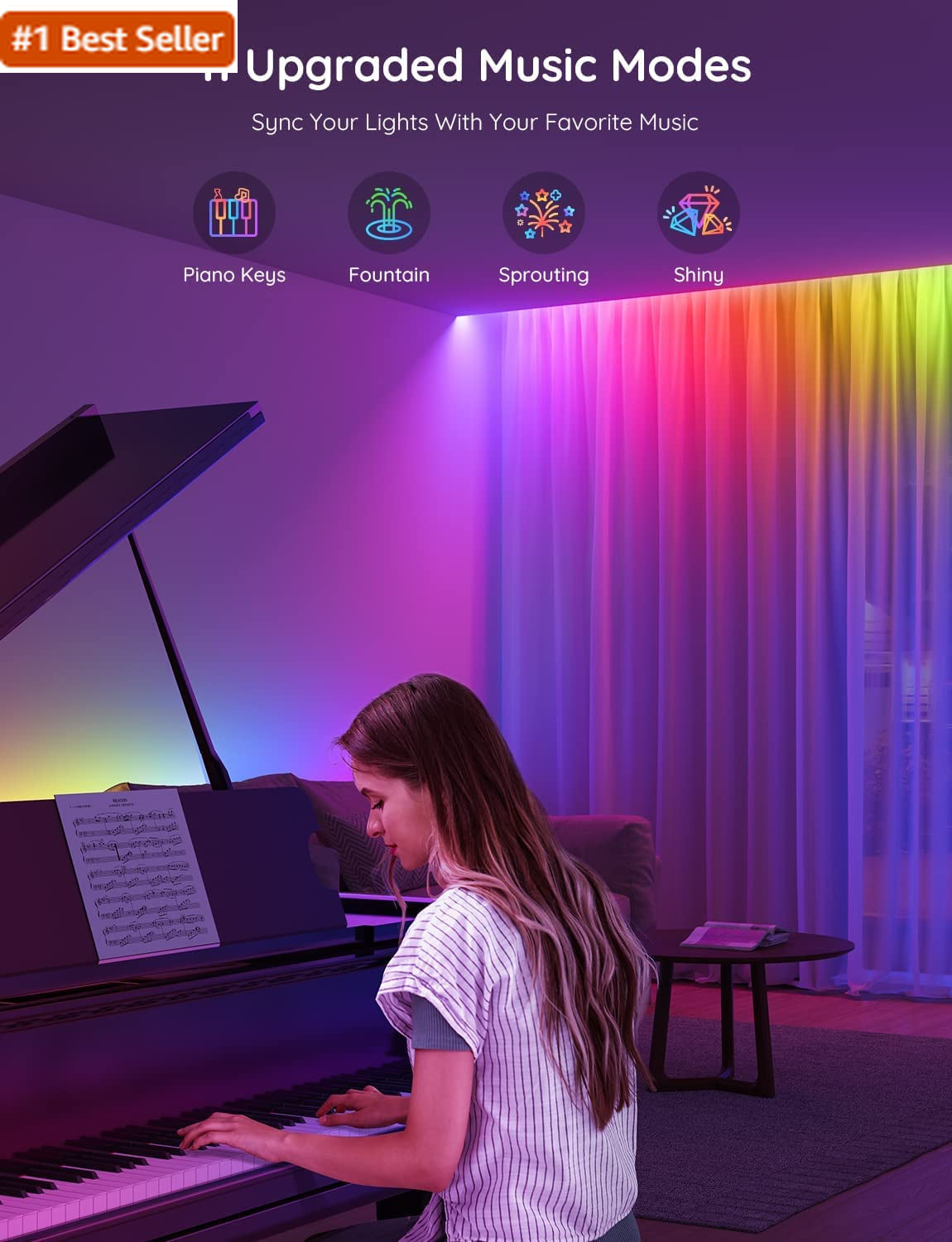 Govee RGBIC LED Strip Lights, Smart LED Lights for Bedroom, Bluetooth LED Lights