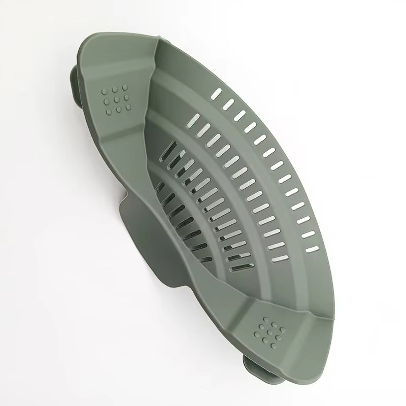 Silicone Kitchen Strainer Clip Pan Drain Rack Bowl Funnel Rice Pasta Vegetable Washing Colander Draining Excess Liquid Univers