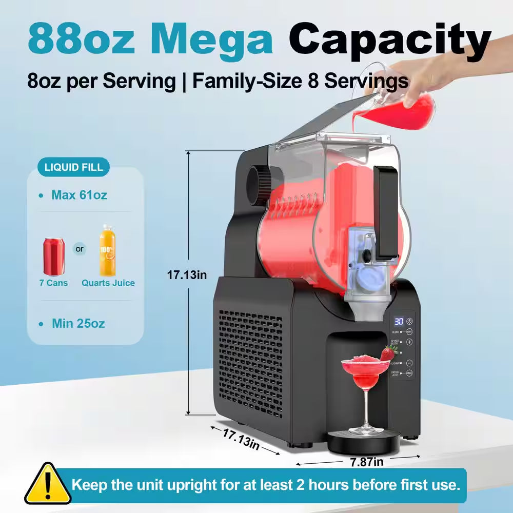 Drink and Slushie Machine 88 Oz. Black Snow Cone Machine with 5 Preset Programs