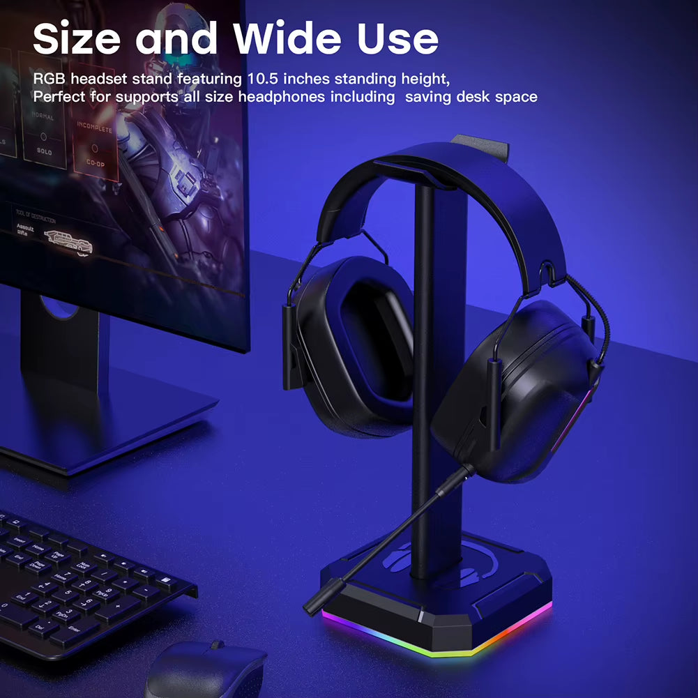 Headset Support Stand RGB Backlight Gaming Headset Holder Display Rack Aluminuim Alloy Desktop Earphone Hanger Vertical Bracket