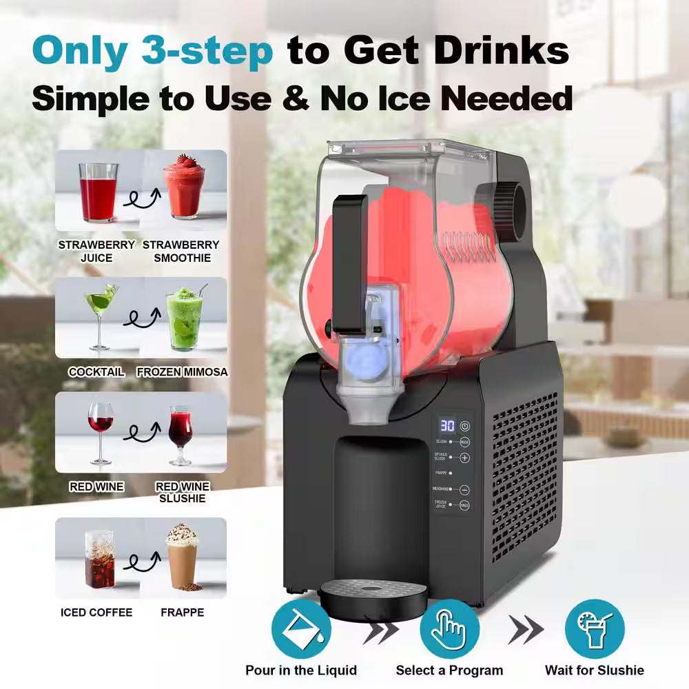 Drink and Slushie Machine 88 Oz. Black Snow Cone Machine with 5 Preset Programs